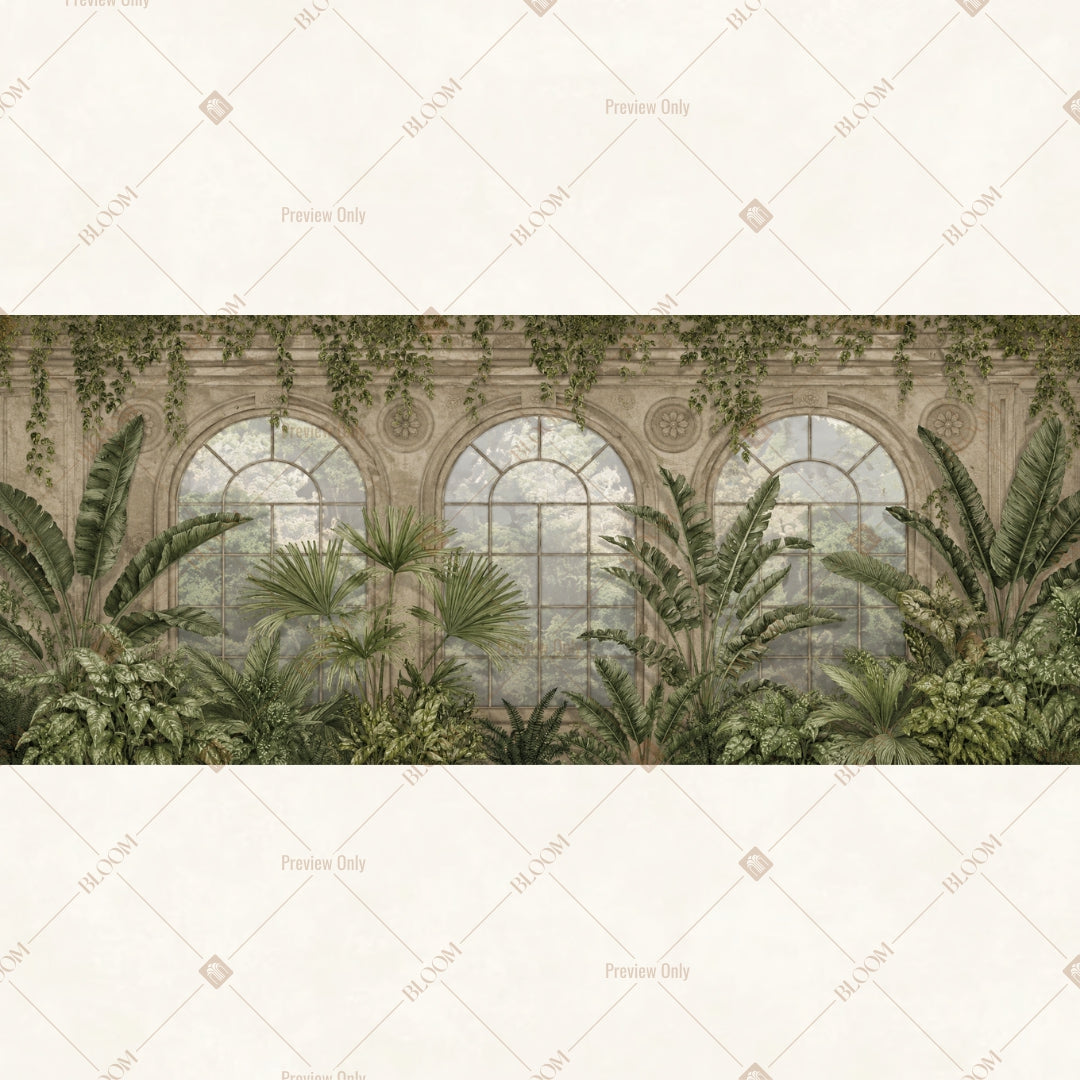 White Tropical Palace Border Wide Backdrop