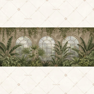 White Tropical Palace Border Wide Backdrop