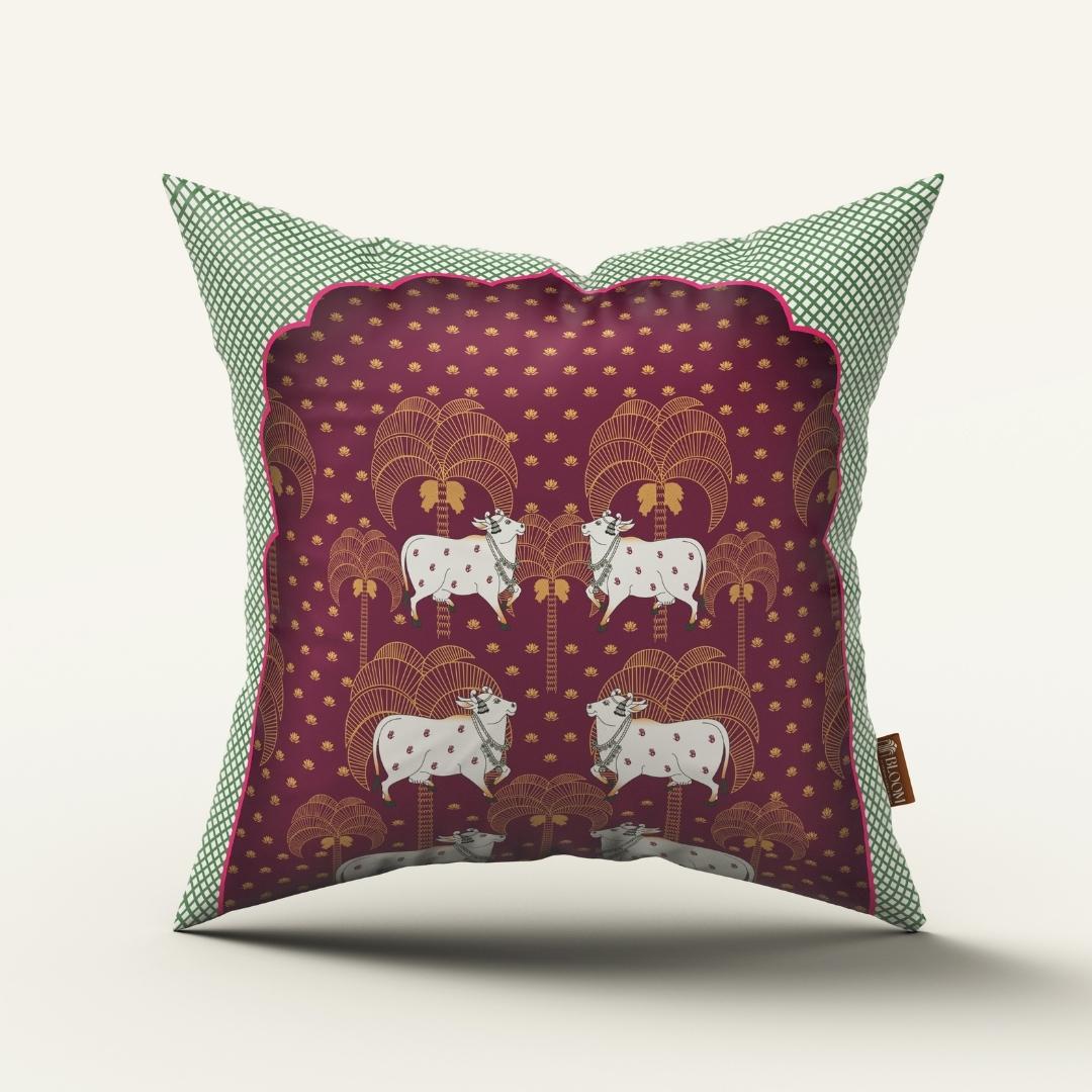 Maroon Nandi Heritage: Cushion Cover - Pack of 12