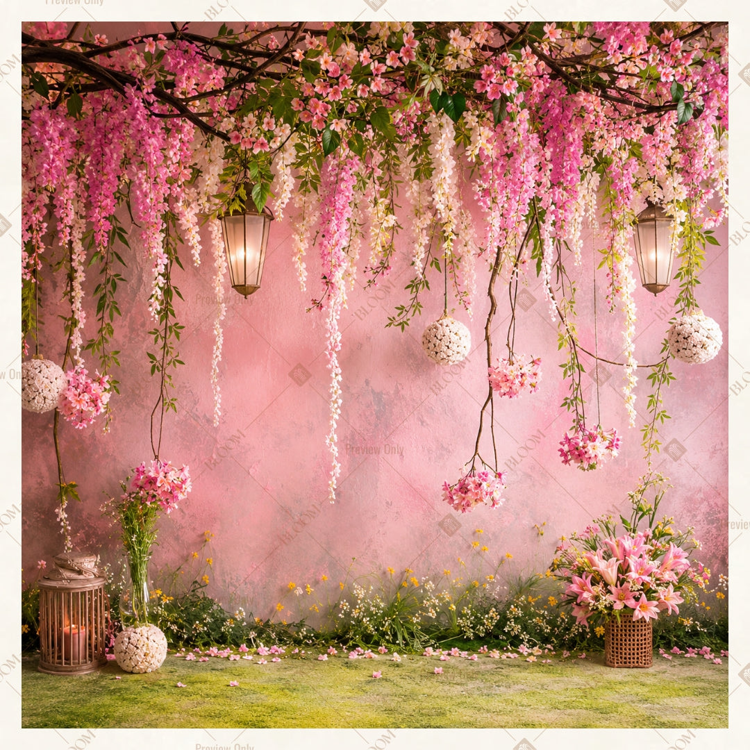 Blush Floral Wall Square Backdrop