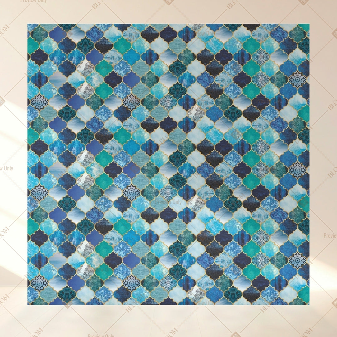 Blue Geometric Mosaic Square Backdrop