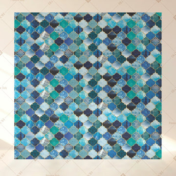 Blue Geometric Mosaic Square Backdrop