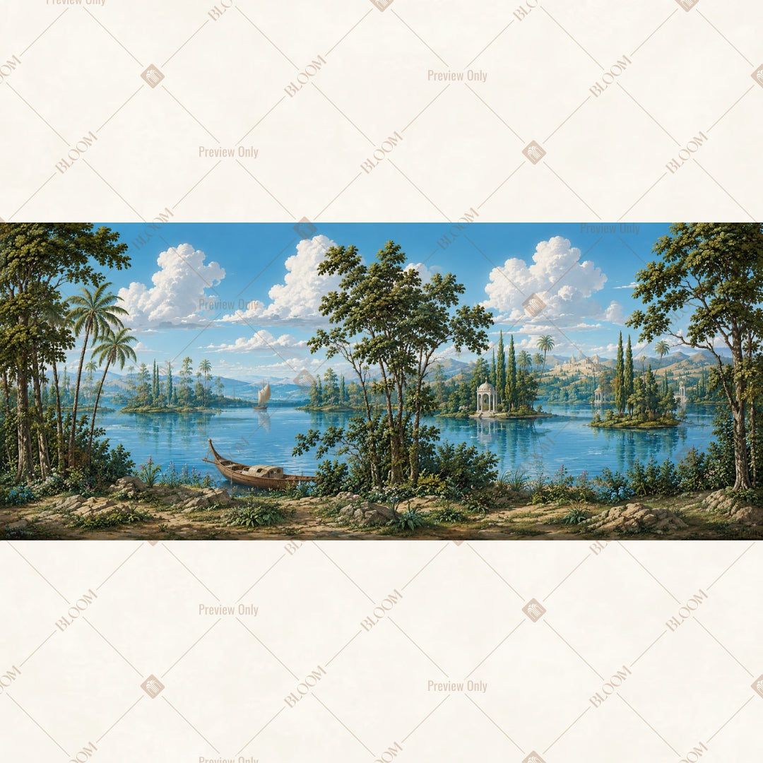 Tropical Lake Panorama Wide Backdrop
