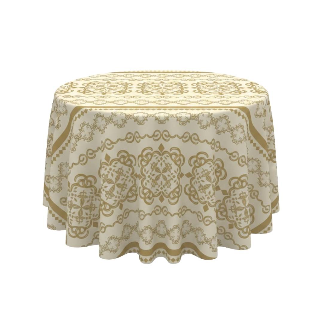 Regal Ornamental Beige Round Table Cover - Pack Of 6