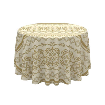 Regal Ornamental Beige Round Table Cover - Pack Of 6