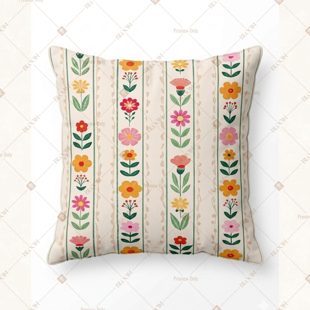 Vertical Floral Stripe Cushion Cover Pack of 12