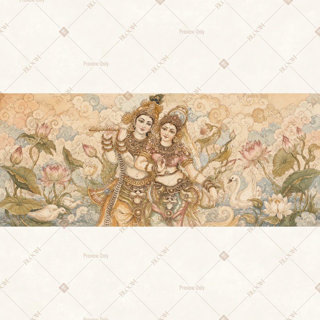Antique Golden Relief Border Wide Backdrop