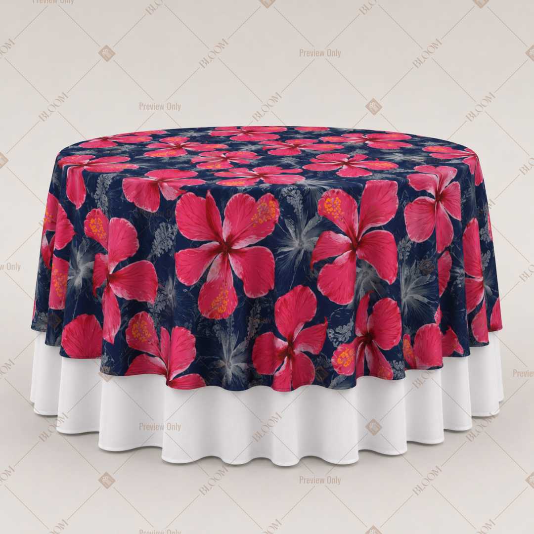 Navy Pink Floral Garden Table Overlay Pack of 6