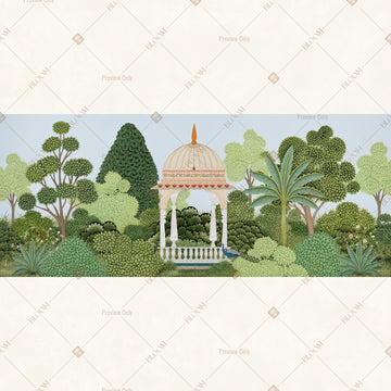 White Garden Pavilion Border Wide Backdrop