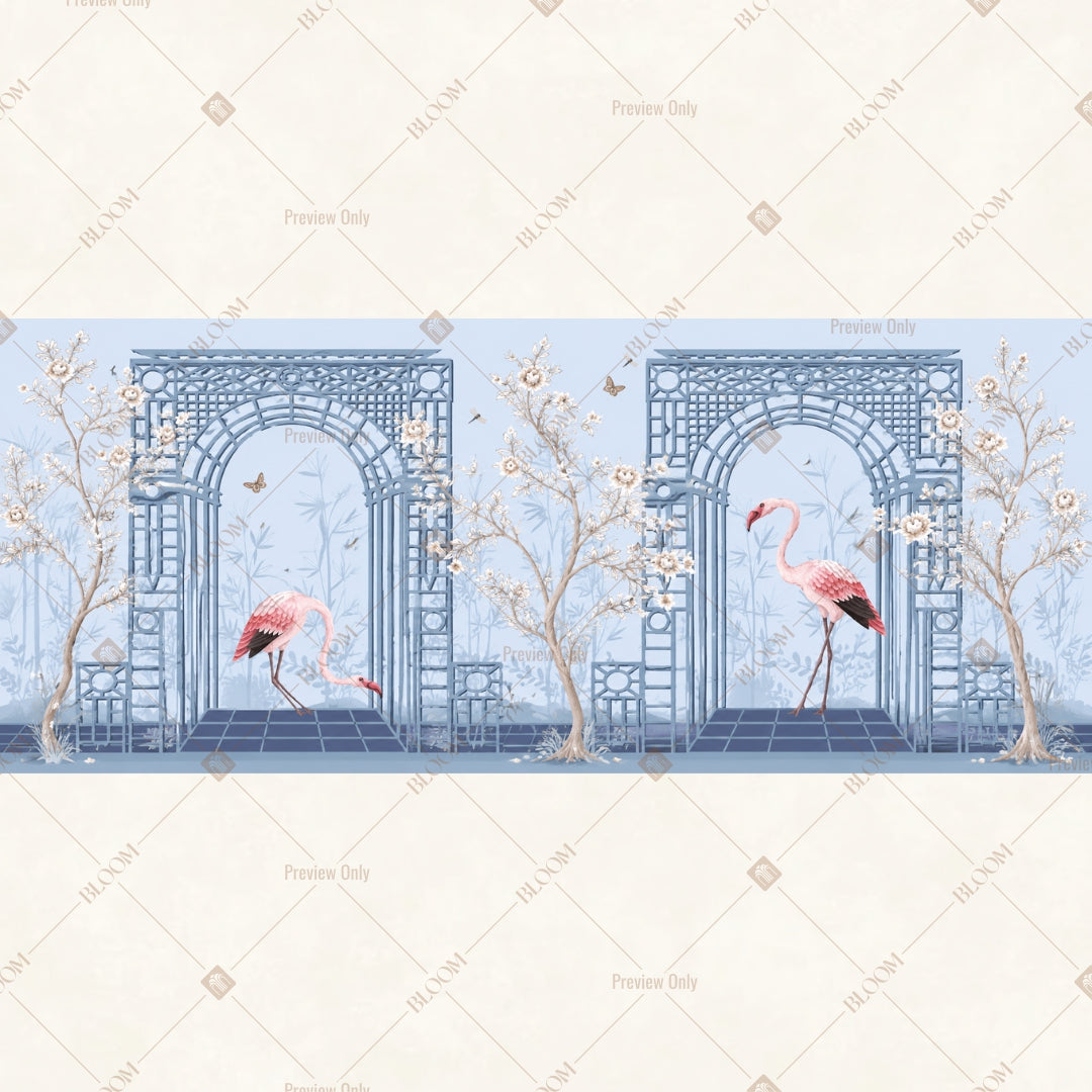 Blue Palace Window Border Wide Backdrop