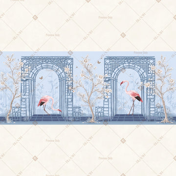 Blue Palace Window Border Wide Backdrop
