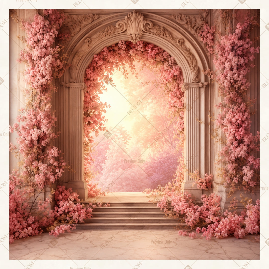 Glowing Floral Arch Square Backdrop