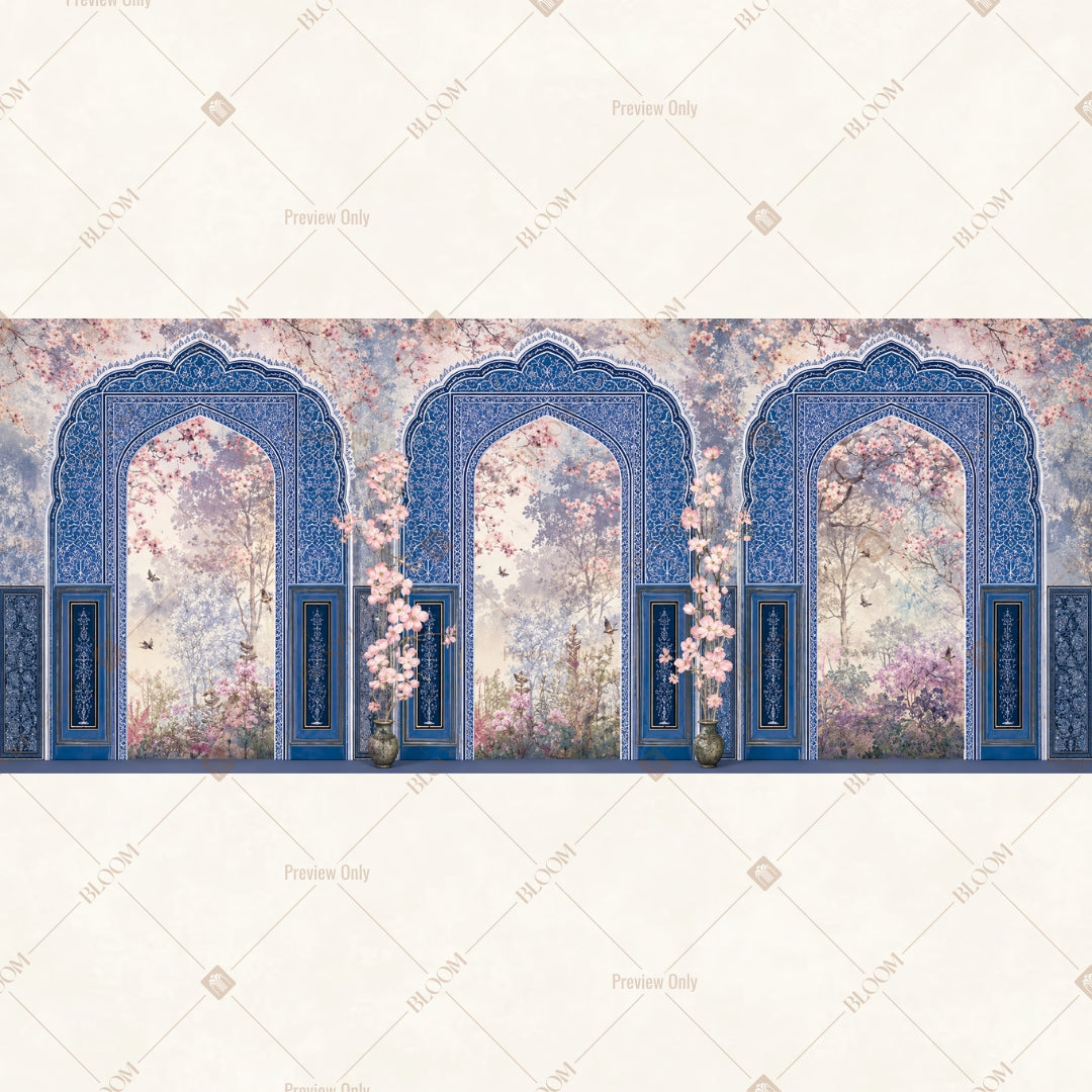 Royal Blue Palace Arch Border Wide Backdrop