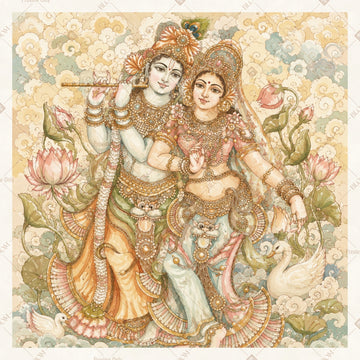 Vintage Krishna Dance Square Backdrop