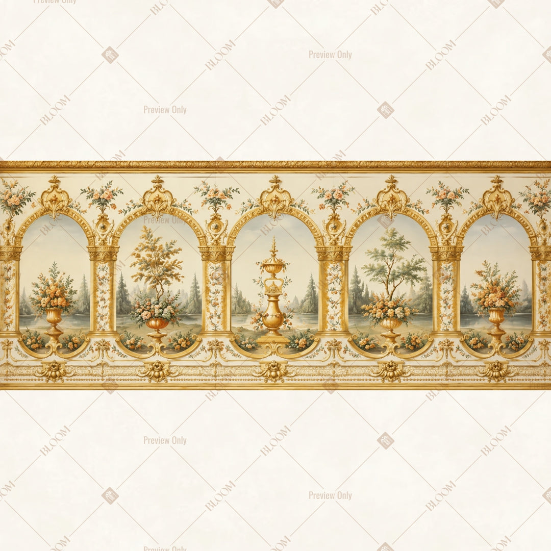 Golden Palace Hall Border Wide Backdrop