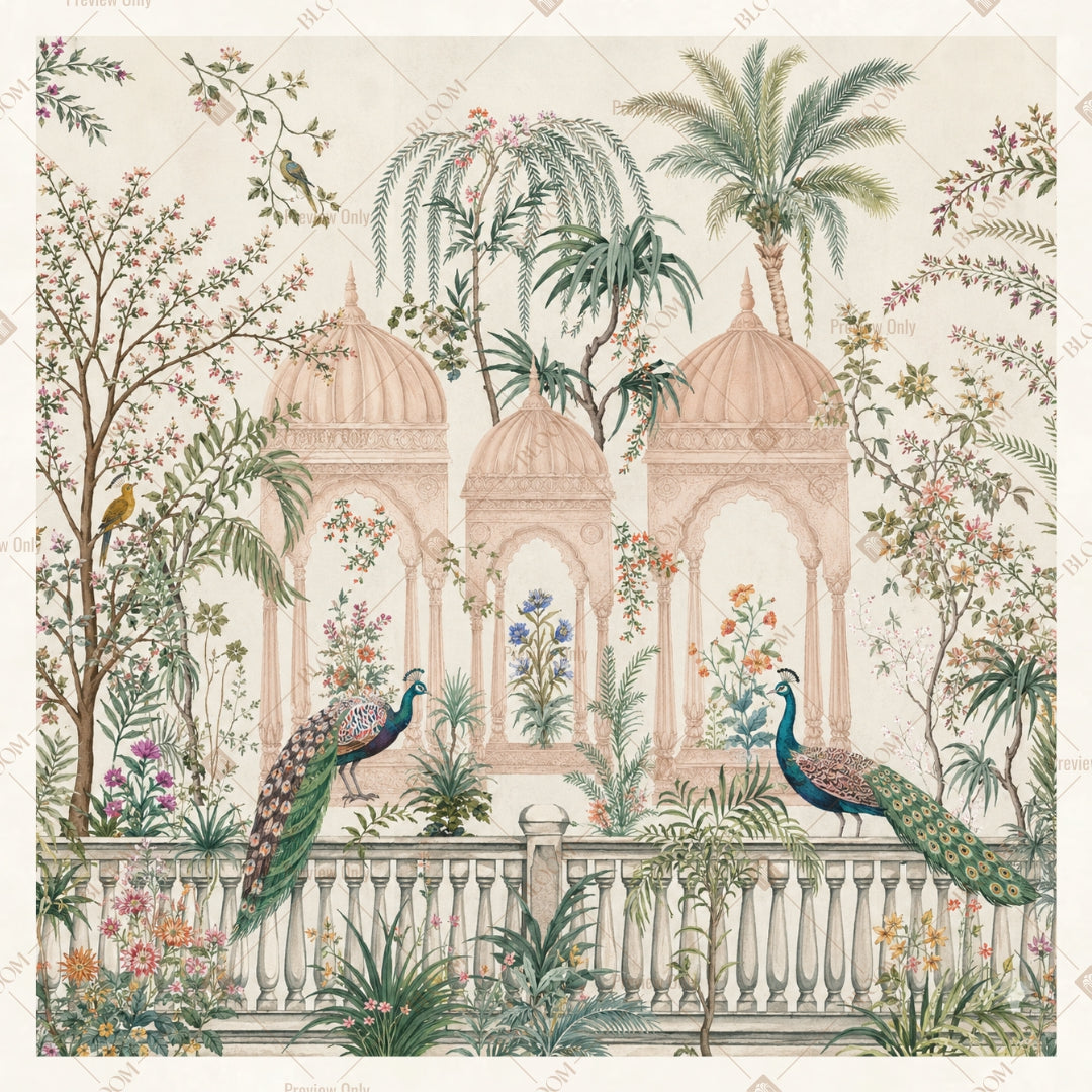 Tropical Palace Courtyard Square Backdrop