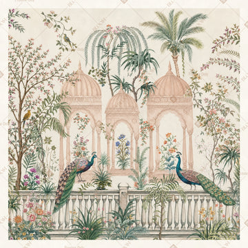 Tropical Palace Courtyard Square Backdrop