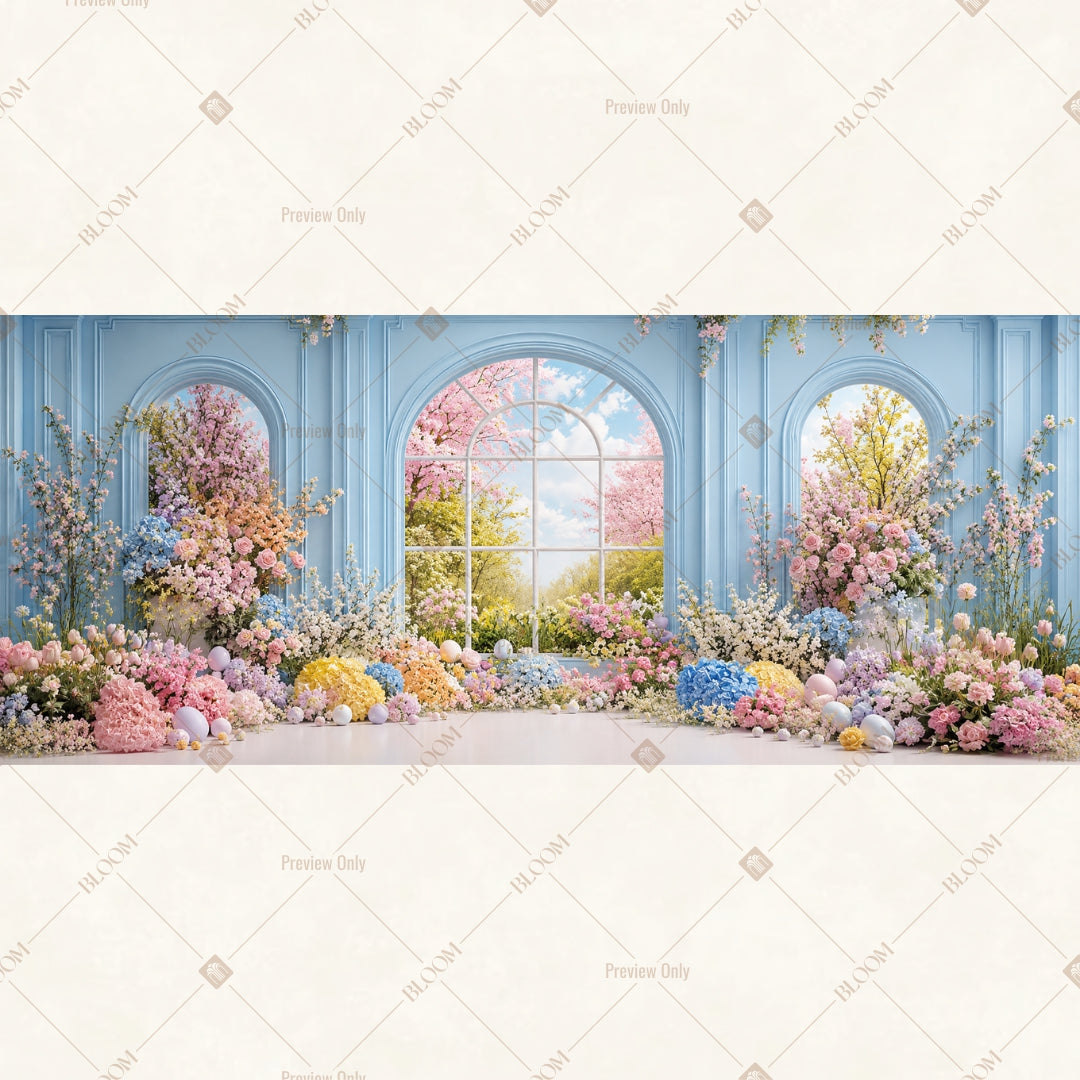 Pastel Palace Window Border Wide Backdrop