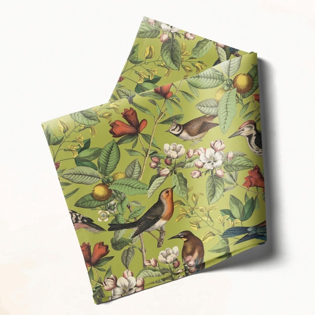 Olive Woodland Birds: Napkins 18" X 18" - Pack Of 20