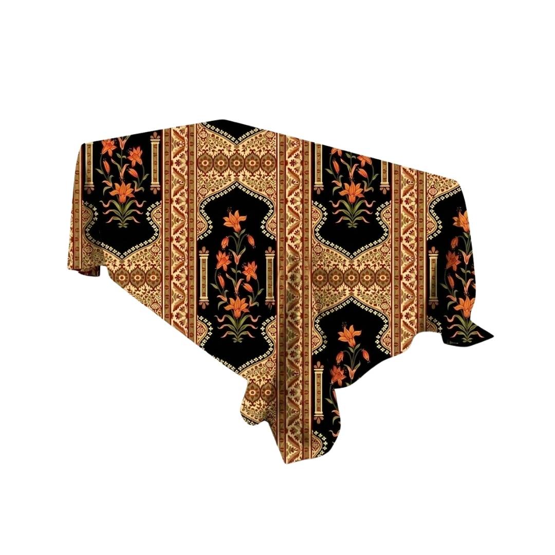 Black Amber Vintage Motif Rectangle Table Cover - Pack Of 6