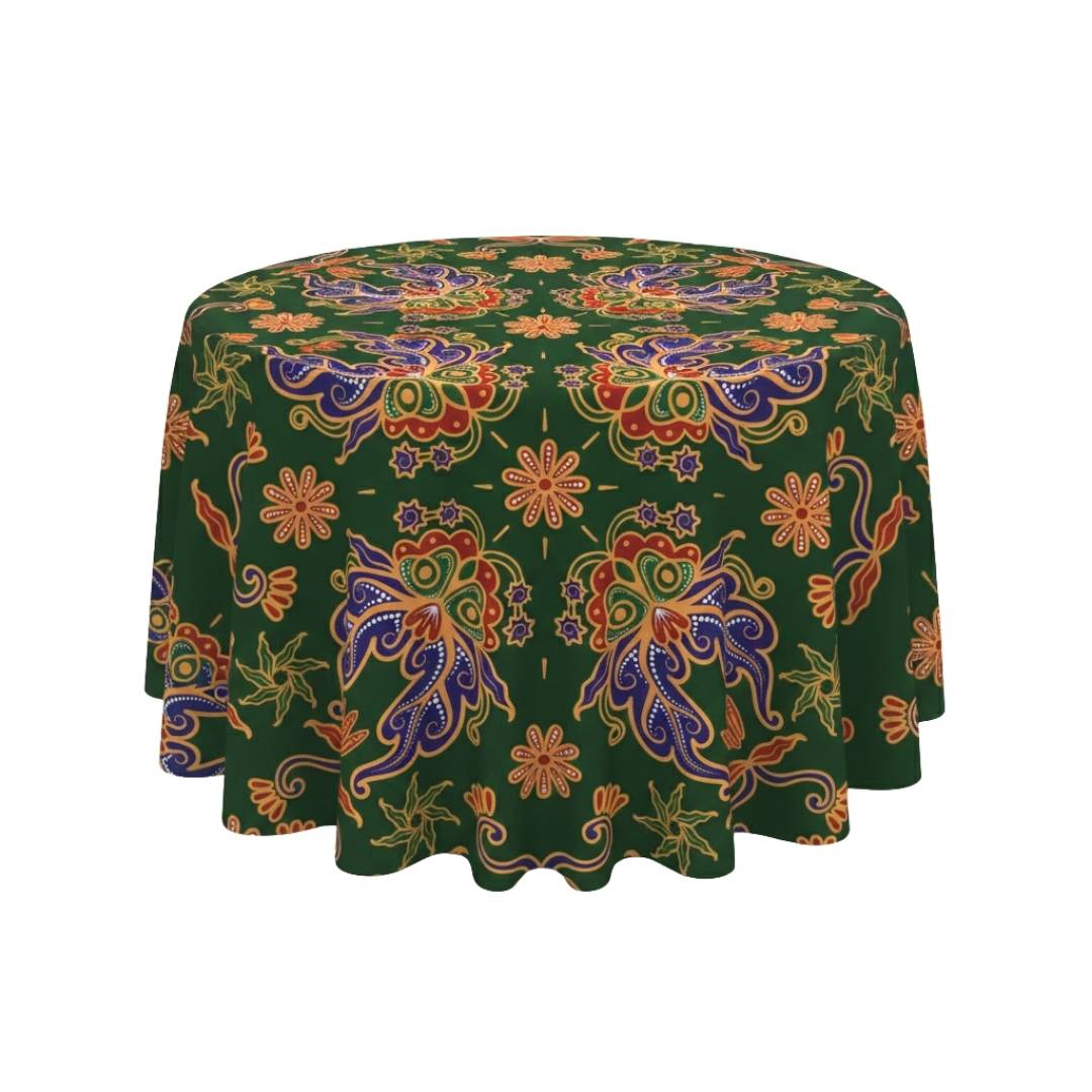 Royal Green Paisley Round Table Cover - Pack Of 6
