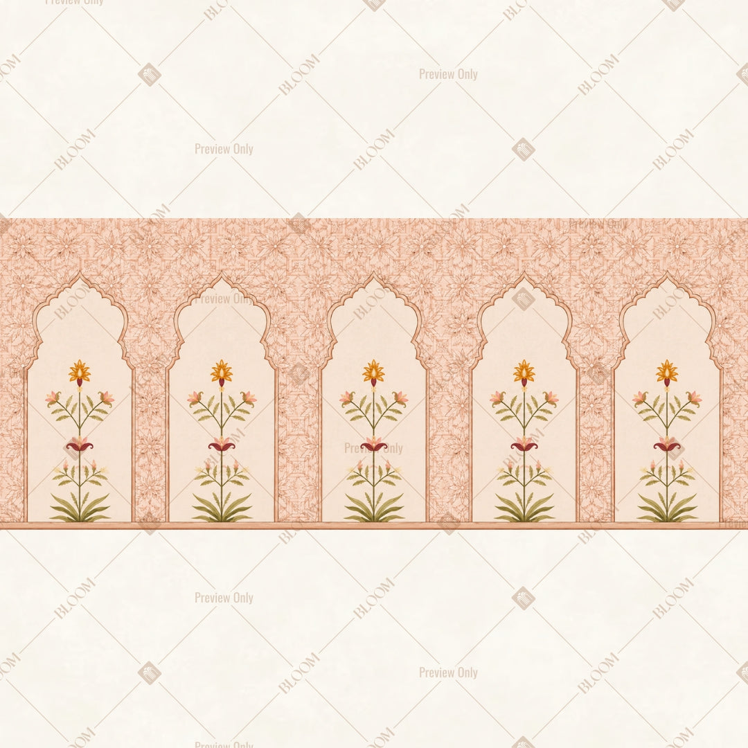 Peach Mughal Arch Border Wide Backdrop