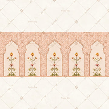 Peach Mughal Arch Border Wide Backdrop