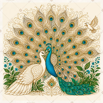 White Peacock Garden Square Backdrop