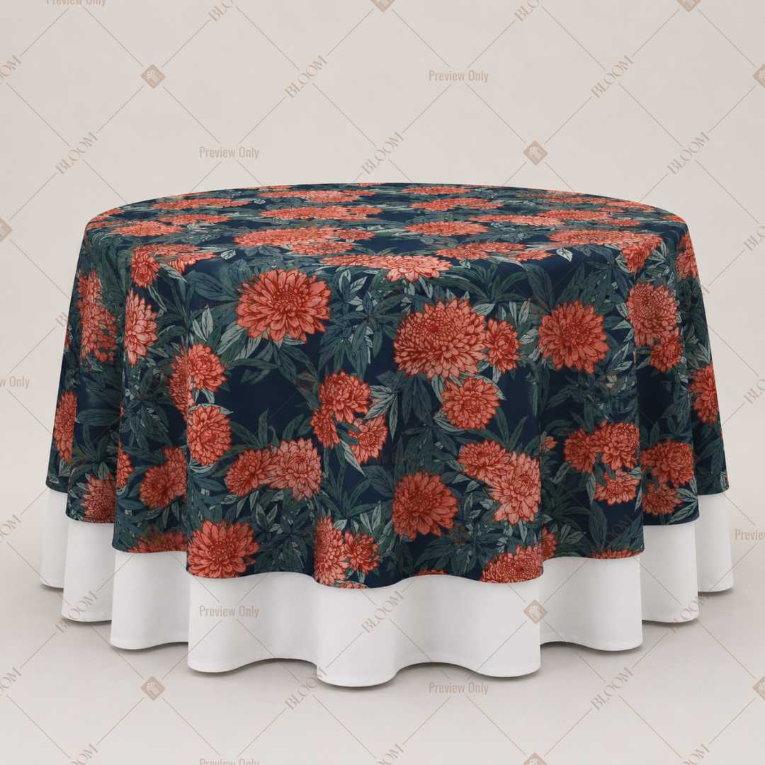 Navy Coral Floral Table Overlay Pack of 6