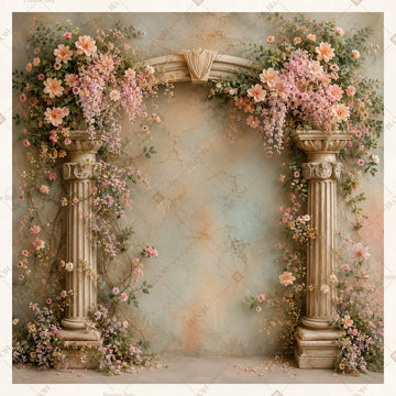 Rustic Floral Wall Square Backdrop
