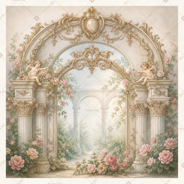 Luxury White Floral Arch Square Backdrop