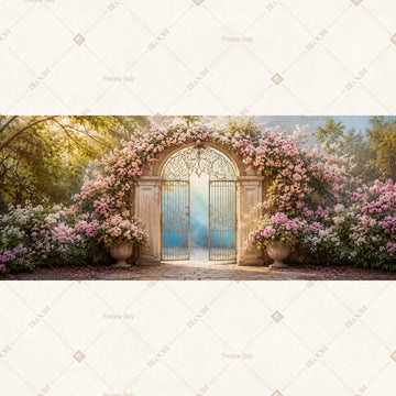 Floral Garden Entrance Wide Backdrop