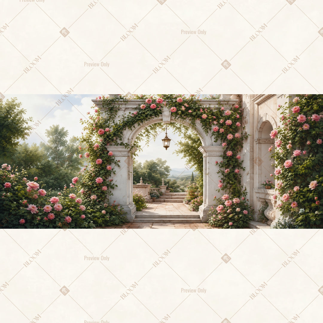 Romantic Garden Arch Wide Backdrop