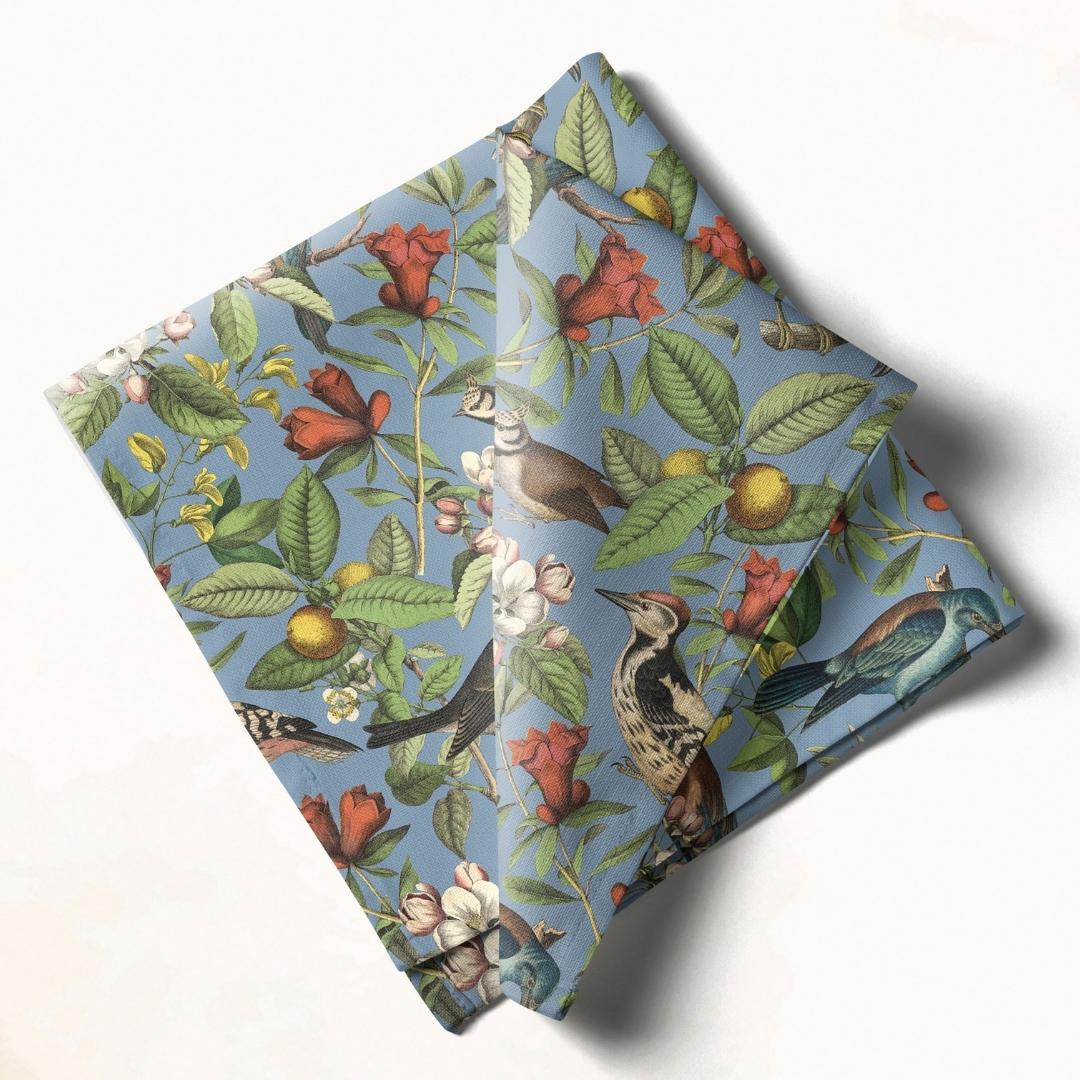 Blue Woodland Birds: Napkins 18" X 18" - Pack Of 20