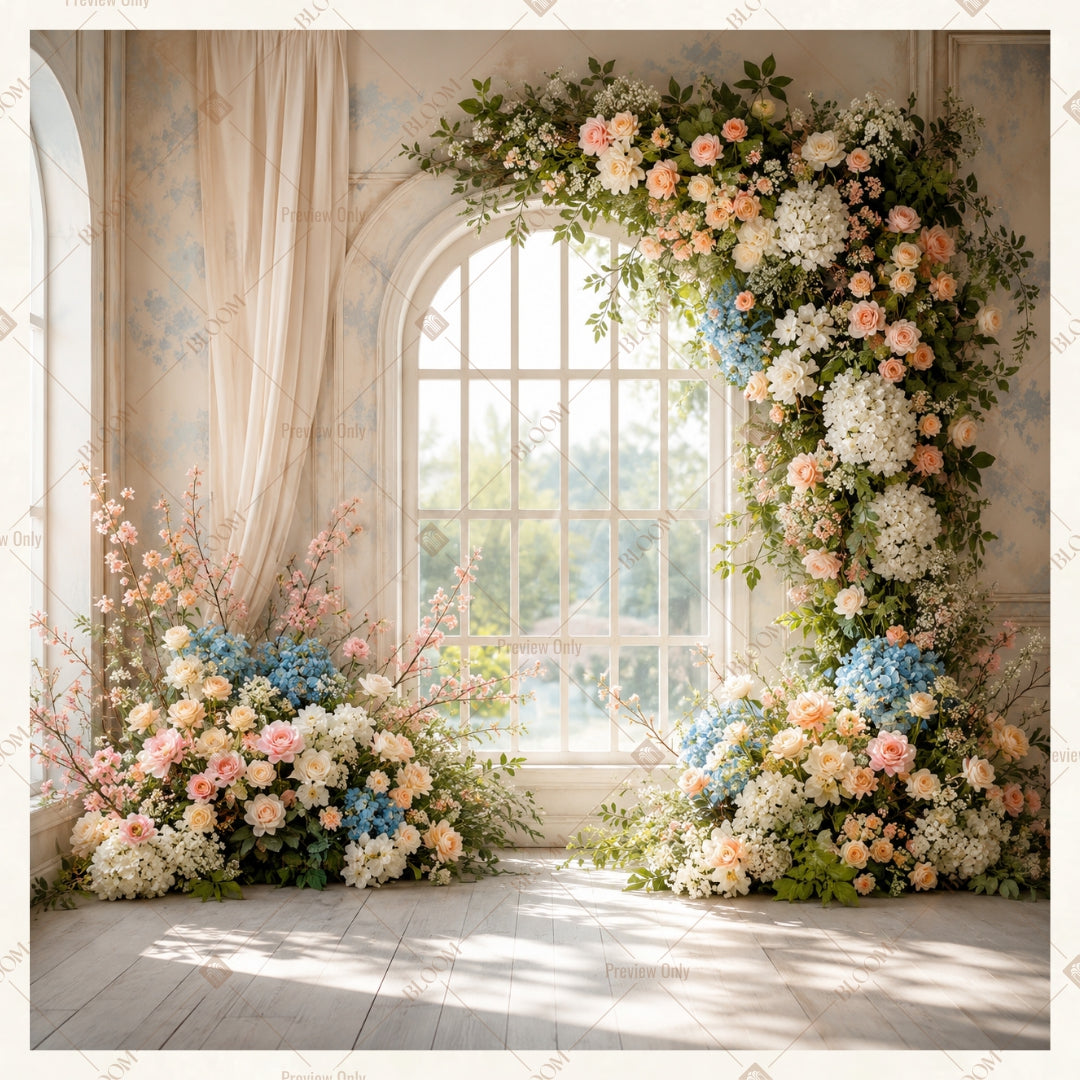 Elegant Palace Window Square Backdrop