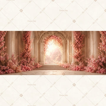 Royal Pink Palace Hall Wide Backdrop