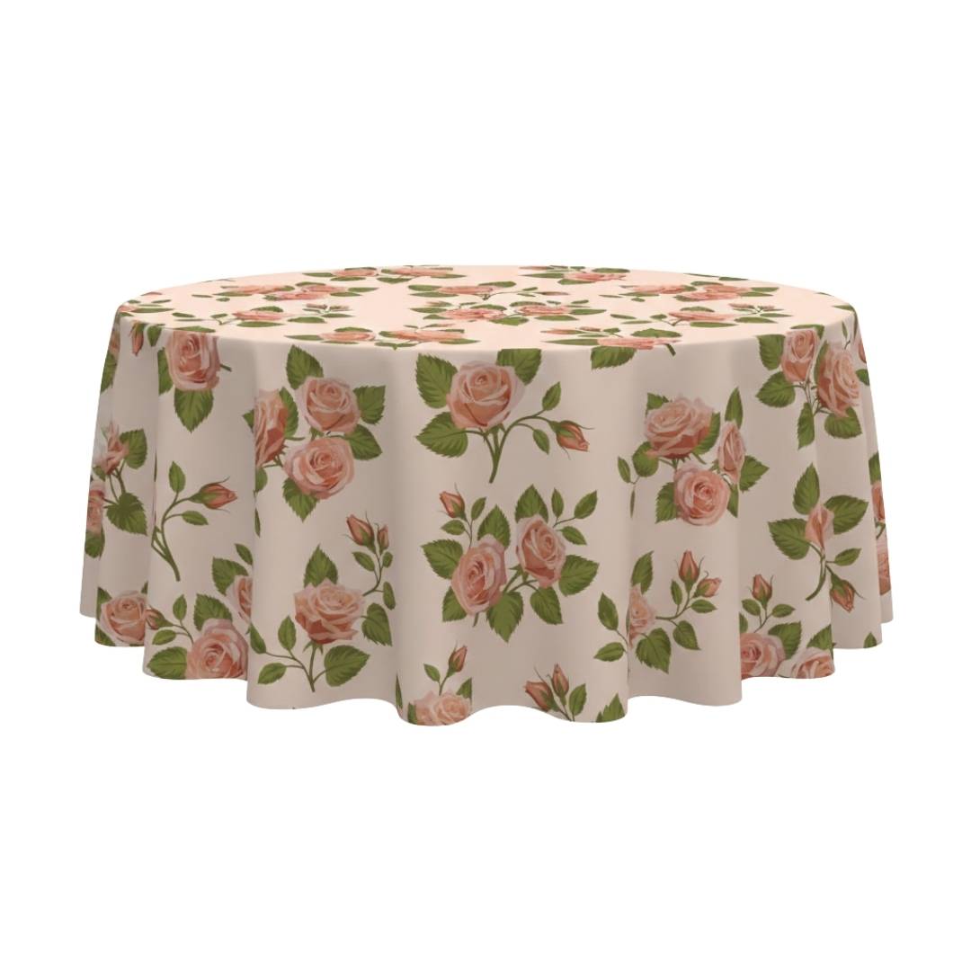 Cream Rose Harmony Round Table Cover - Pack Of 6