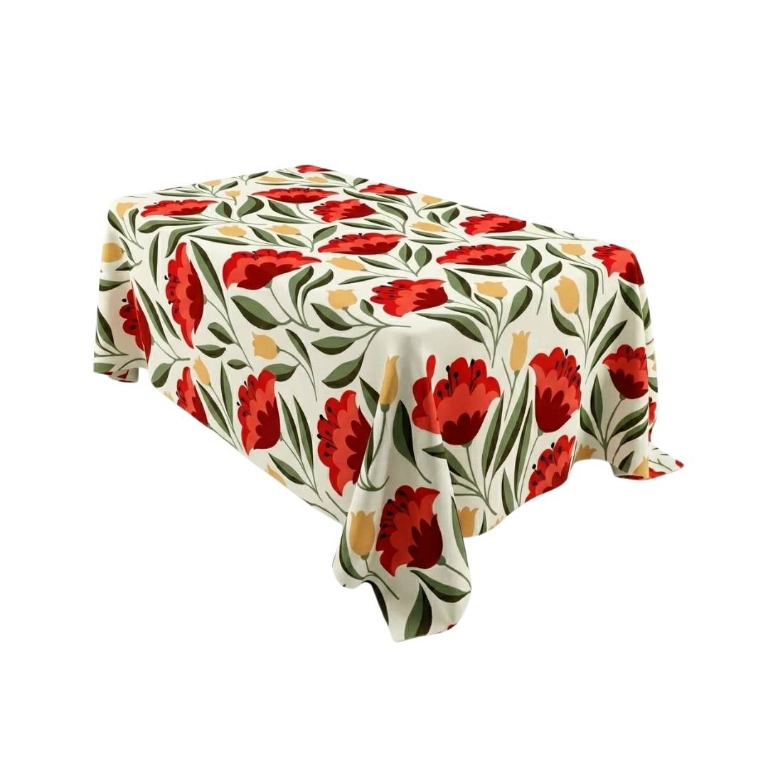 Crimson Tulip Meadow Rectangle Table Cover - Pack Of 6