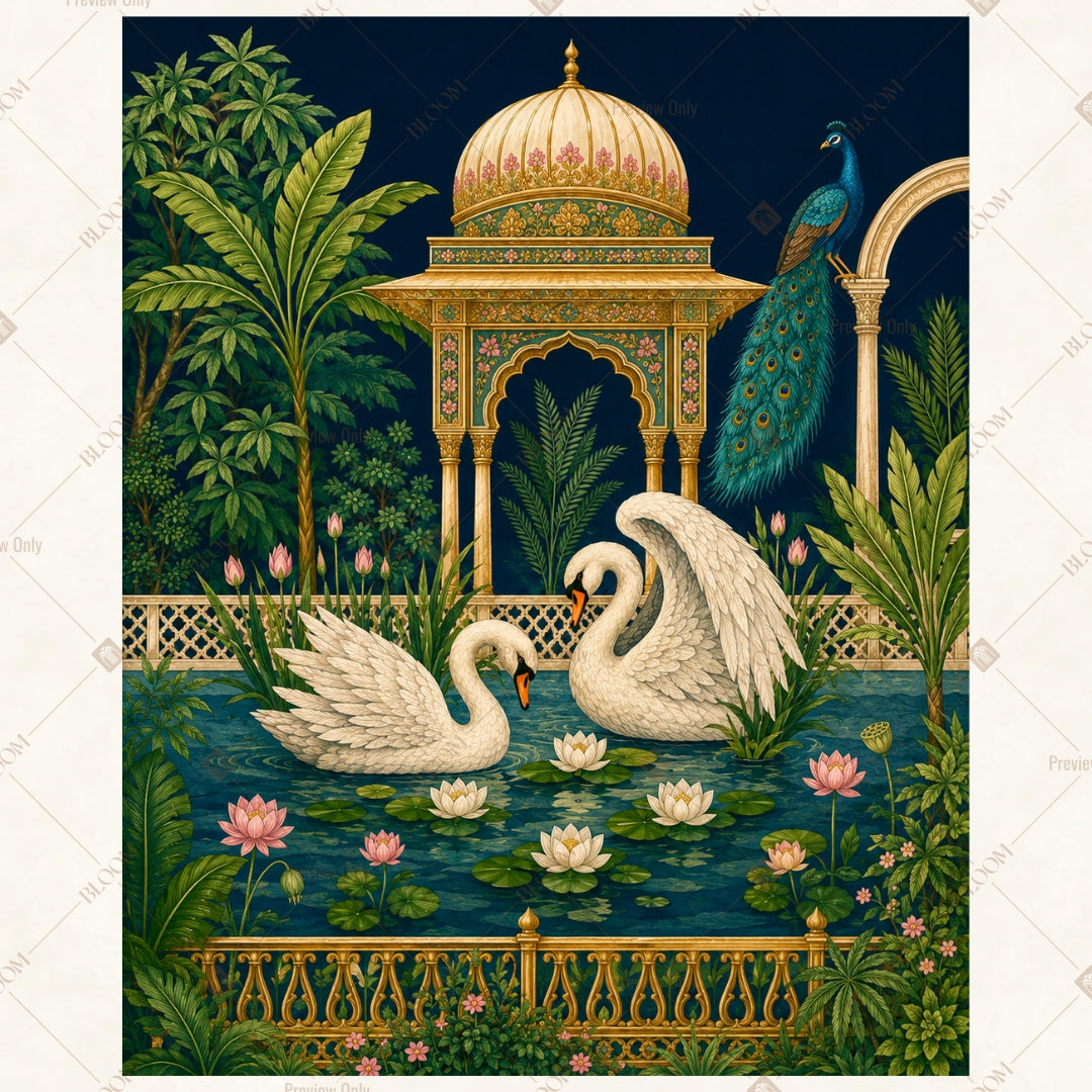 Swan Palace Garden Portrait Rectangle Backdrop