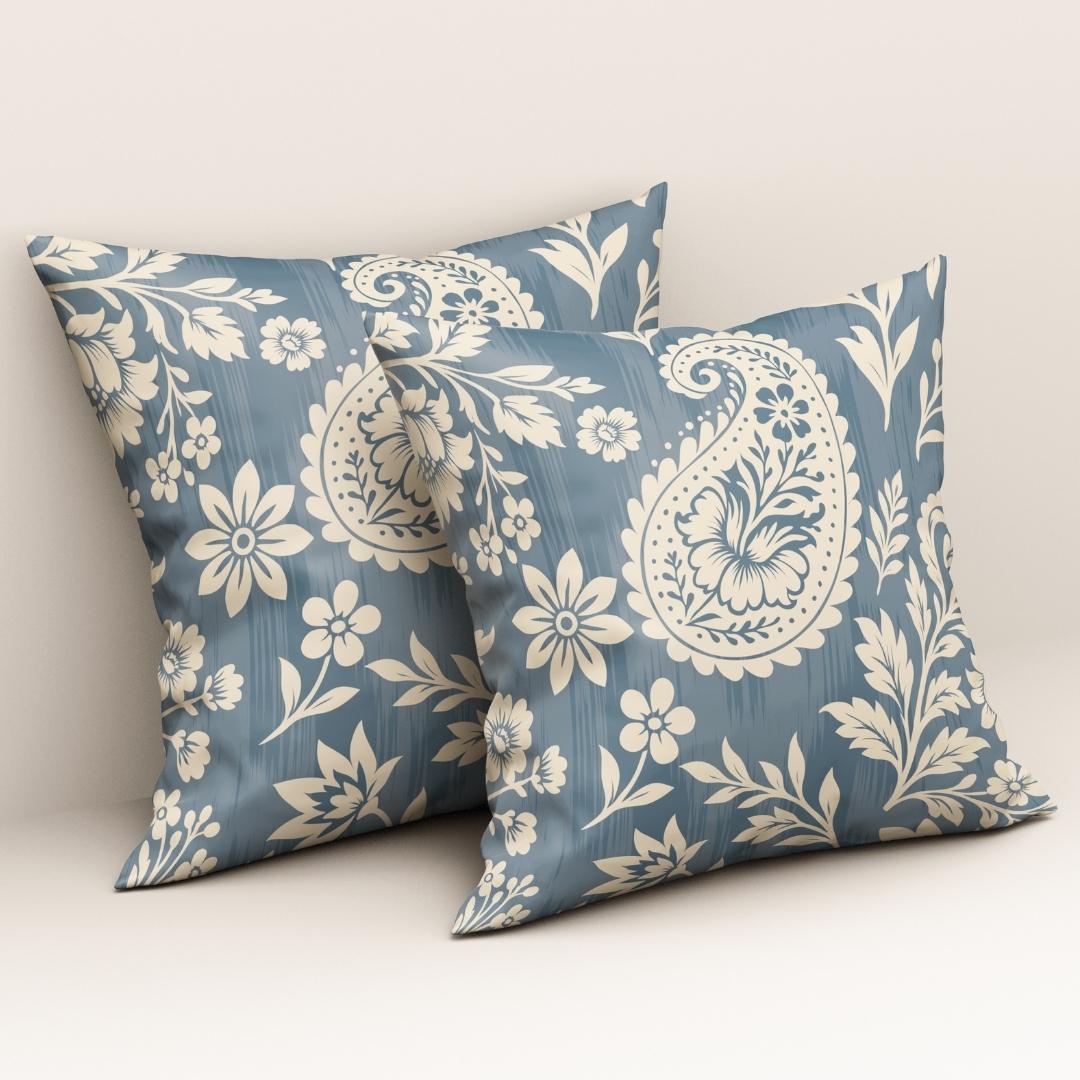 Azure Paisley Bloom: Cushion Cover - Pack of 12
