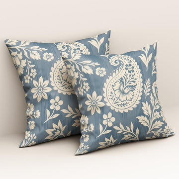 Azure Paisley Bloom: Cushion Cover - Pack of 12