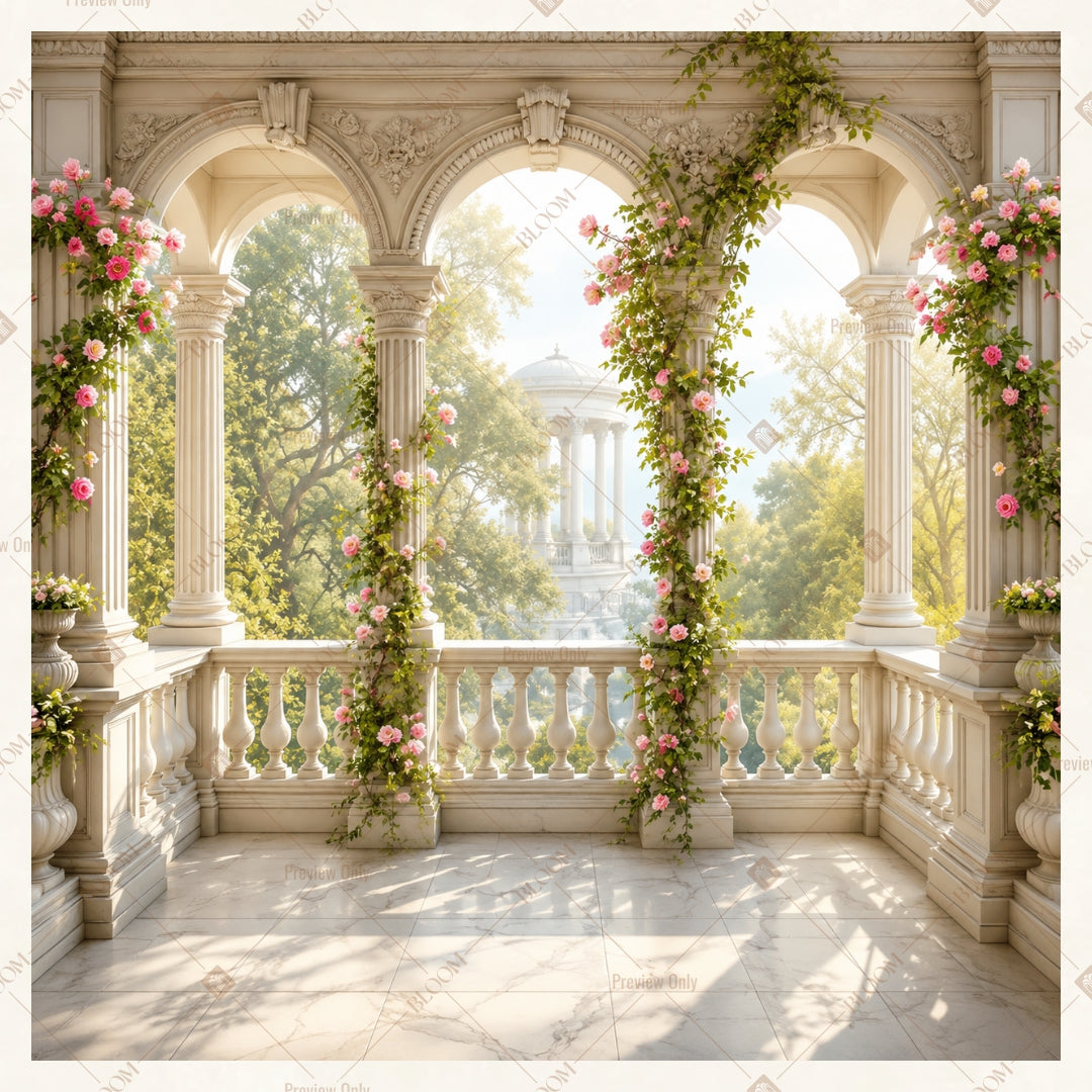 Floral Balcony Garden Square Backdrop