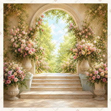 Luxury Garden Staircase Square Backdrop