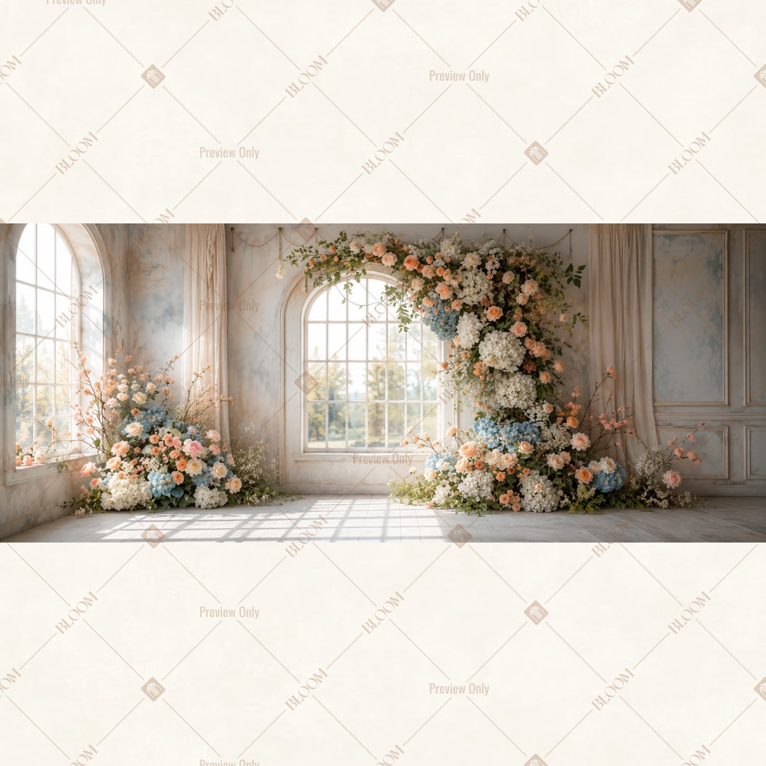 Luxury Floral Window Wide Backdrop