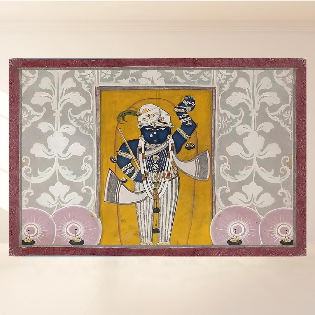 Krishna Pichwai Painting: Backdrop - Landscape