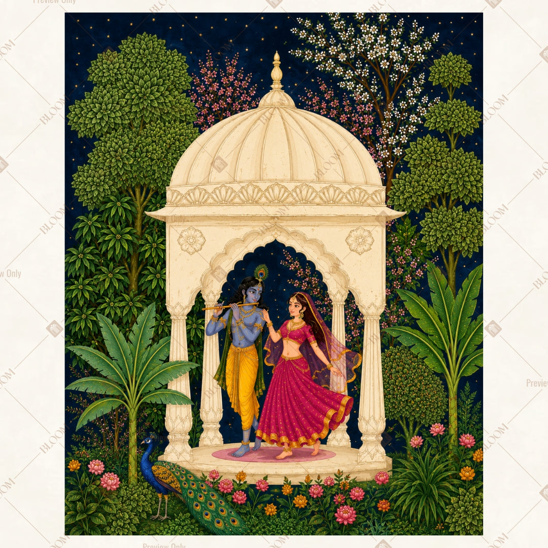 Radha Krishna Palace Portrait Rectangle Backdrop