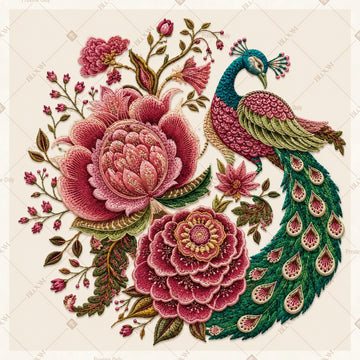 Vintage Rose Peacock Pattern Square Backdrop
