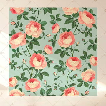Coral Rose Garden Square Backdrop