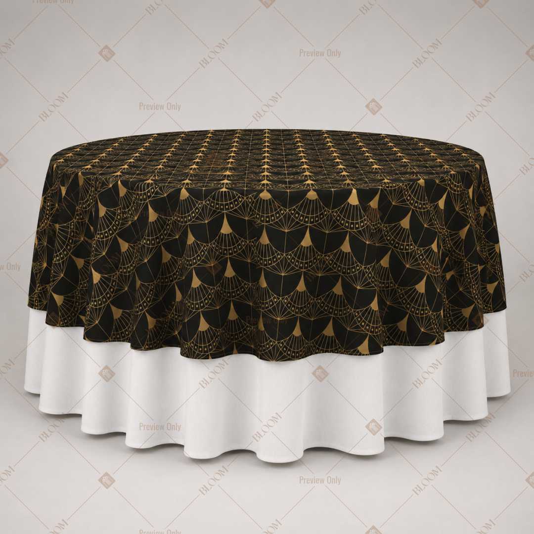 Black Gold Diamond Pattern Table Overlay Pack of 6
