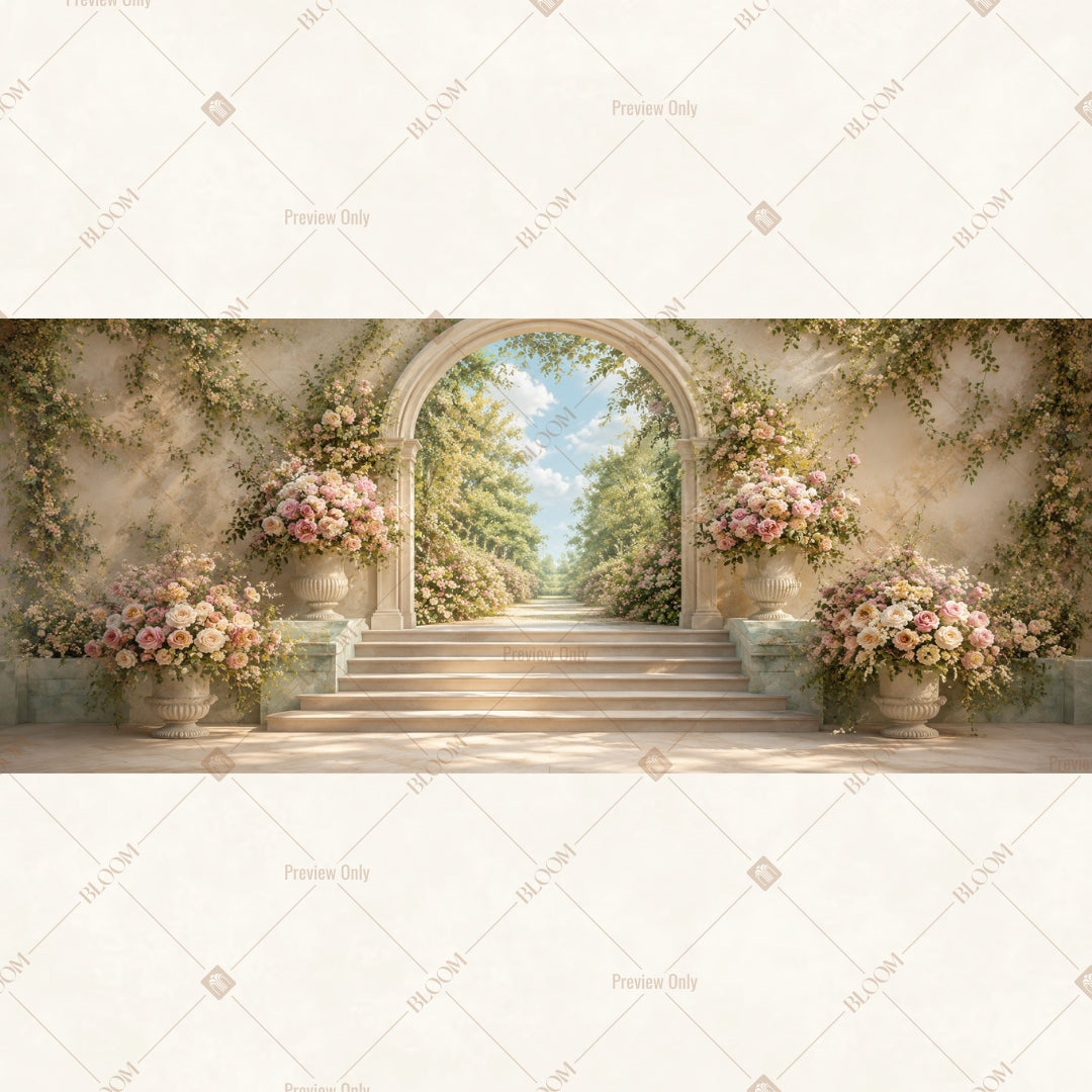 Secret Garden Floral Portal Wide Backdrop